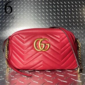 Gucci Marmont Camera Bag in Red GHW